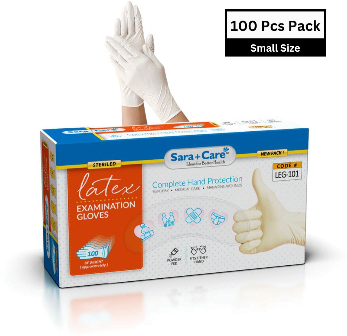 Latex Examination Gloves- Pack of 100 pcs – saracarestore