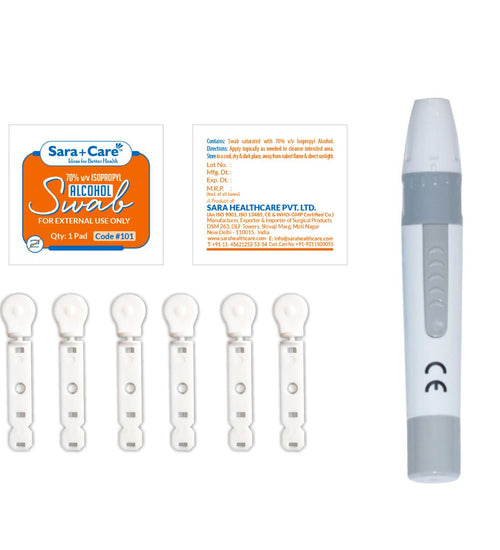 Glucometer Lancet Pen With 100 Lancet & 100 Alcohol Swab