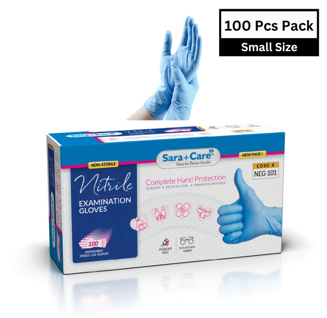 Nitrile Examination Gloves- Pack of 100 Pcs – saracarestore